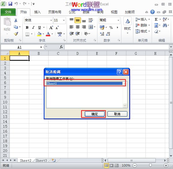 在Excel2010中如何隐藏显示工作表(图6) 选择需要取消隐藏的工作表